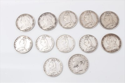 Lot 122 - G.B. mixed silver coins (N.B. all have been cleaned) to include Crowns Victoria