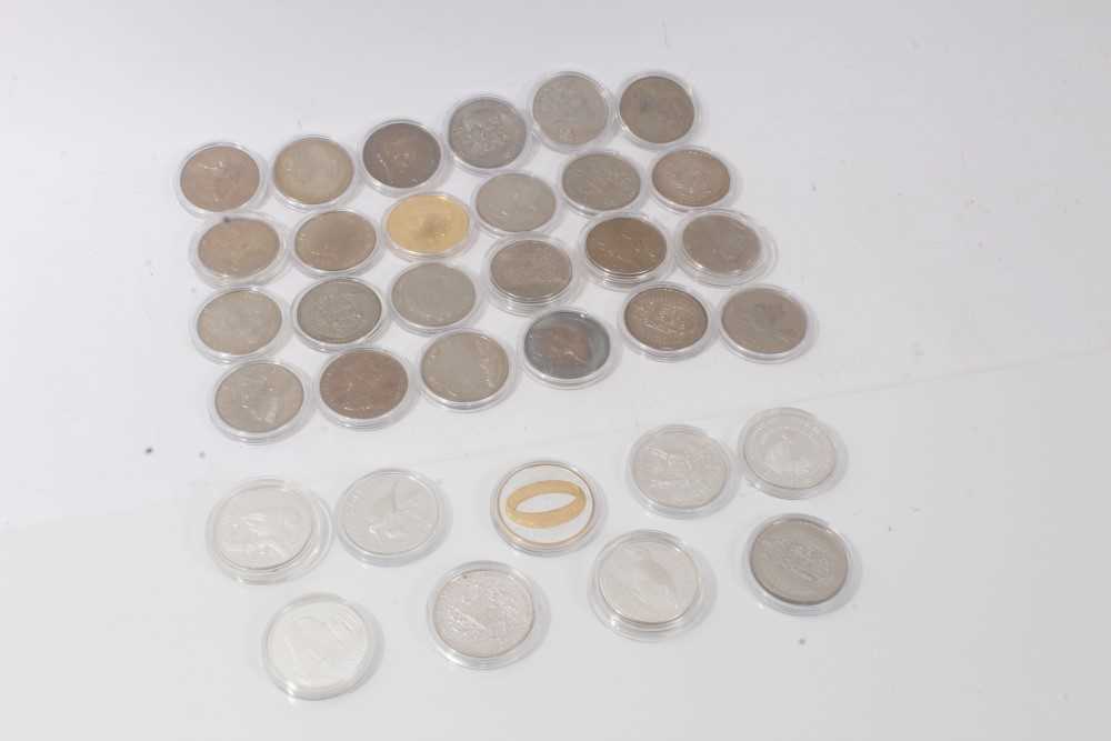 Lot 126 - New Zealand - mixed Elizabeth II Crown sized coins to include silver x 9 & cupro-nickel x 24 (33 coins)