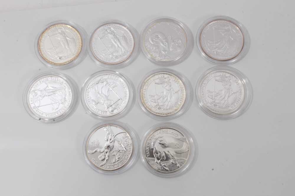 Lot 130 - G.B. silver two pound coins to include Britannia's 2013 x 2, 2014 x 3, 2015, 2016, Chinese Lunar Year Series 2014, 2015 & 2016 (10 coins)