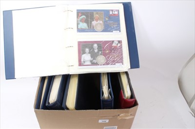 Lot 144 - World - Westminster Albums x 6 containing The Queen's Coronation Jubilee 2003 & other coin First Day Covers x 71 & stamp covers x 41 (qty)