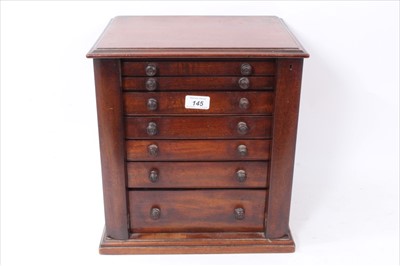 Lot 145 - Collectors Cabinet - a dark wood stained early 20th century seven drawer cabinet.  Ideal storage for coins or other small collectables (1 item)