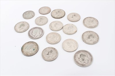 Lot 163 - G.B. mixed George V pre-1920 silver coins to inc Half Crowns x 7 & Florins x 9 (N