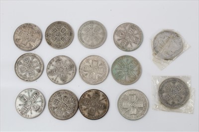 Lot 165 - G.B. mixed George V pre-1947 silver Florins to inc 1925 x 2 VG, 1932 x 6 G-GF & other dates some in better than average condition (14 coins)