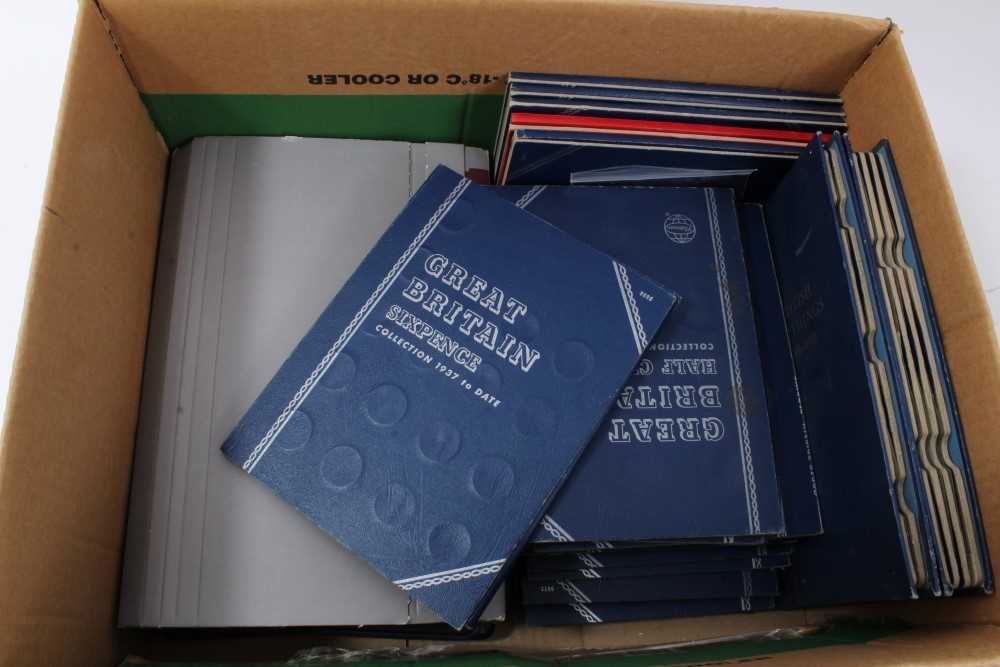 Lot 174 - G.B. mixed coinage to inc George VI pre-1947 George VI silver, coins of Great Britain sets x 6 UNC, bronze pennies 1950 x 3, Whitman coin folders x 23 & other issues (qty)