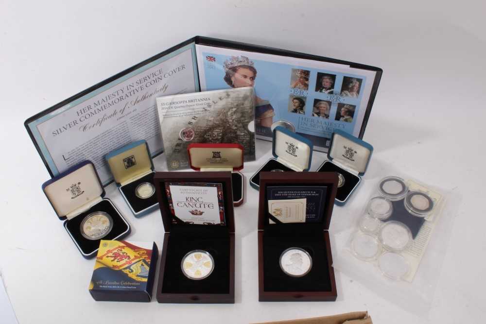 Lot 178 - World - mixed silver coinage mostly proof issues to inc Royal Mint silver proof £1's 2002, 2015 £5 70th Birthday of Queen Elizabeth II 1996, 50 pences 50th Anniversary of the Normandy Landings 1994...