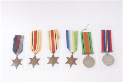 Lot 540 - Group of Second World War medals, comprising 1939 - 1945 Star, Africa Star (x2), Atlantic Star, Defence and War medals (6)