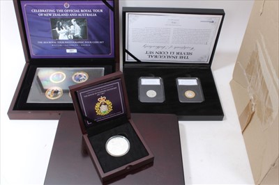 Lot 198 - World - mixed coinage to include Westminster coin-stamp covers, The London Mint Office 'Inaugural Silver £1 Coin Set' 2017 cased with Certificate of Authenticity, Date Stamp Specimen Year Set 2018,...