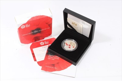 Lot 201 - G.B. The Royal Mint 'Remembrance Day' Silver Proof Piedfort £5 Poppy Coin 2017