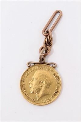 Lot 3273 - George V gold Sovereign, 1911, with pendant mount