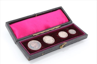 Lot 230 - G.B. Victoria OH four coin Maundy set 1897 in original case of issue (N.B. minor field marks to Threepence) otherwise AU (1 coin set)