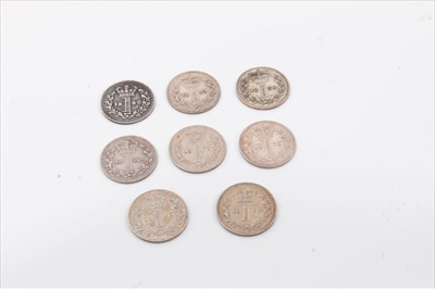 Lot 236 - G.B. mixed Maundy Victoria YH oddments pennies to inc 1838 (N.B. scratches noted) otherwise VF, 1842 (N.B. scratches noted) otherwise AVF, 1843 (N.B. scratches noted), otherwise AEF, 1853 (N.B. fie...