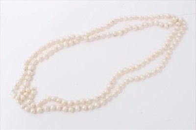 Lot 58 - Cultured freshwater pearl single strand long necklace, 69cm