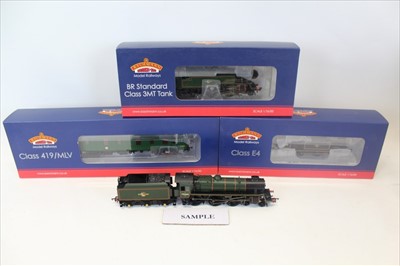 Lot 2738 - Railway Bachmann 00 gauge locomotives Class 3MT Tank 82030, 31-976A, Class E4 32500, 35-078, Class 419 Motor Luggage Van 31-266, Standard Class 4MT 75069, 31-116 all boxed