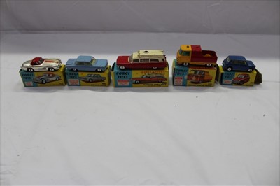 Lot 2750 - Corgi selection of boxed models Commer Pike up No 465, Superiro Ambulance No 437, Chevrolet Corvair No 229, Mercedes Benz 300SL No 304S and Austin Seven No 225