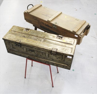 Lot 587 - Two military ammunition boxes converted into coffee tables (2)