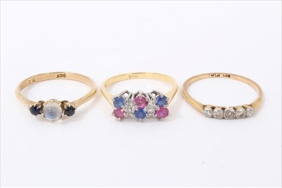 Lot 3303 - Three gold gem set rings