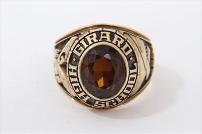 Lot 3309 - Gold (10k) Girard High School gem set ring