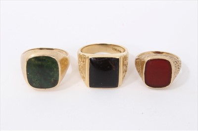 Lot 3310 - Three gold signet seal rings