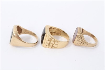 Lot 3310 - Three gold signet seal rings