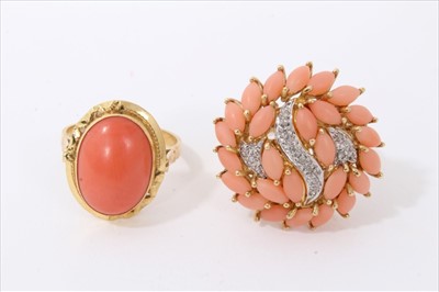 Lot 3311 - Two gold coral dress rings