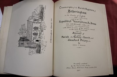 Lot 2409 - Percy C. Rushden - Transcripts of the Parish Register and Monumental Inscriptions of Letheringham n the County of Suffolk, 1901, privately printed and limited to an edition of 50, signed and with a...