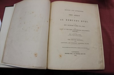 Lot 2411 - Rev. W. Yates - History and Antiquities of The Abbey of St. Edmunds Bury, 1843 second edition with, twelve (of fourteen) additional plates present, original card binding