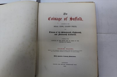 Lot 2416 - Charles Golding - The Coinage of Suffolk, privately printed 1868 first edition, original gilt tooled cloth binding