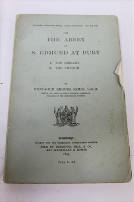 Lot 2418 - M. R. James - The Abbey of S. Edmund at Bury, Cambridge 1895, folding plan present, modern protective file