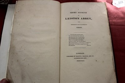 Lot 2426 - Short Account of Leiston Abbey, with descriptive and illustrative verses by Bernard Barton and others, possibly Bernard Barton first publications, London 1823