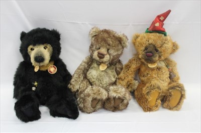 Lot 2773 - Teddy bear collection of Charlie bears including Seth, Hudson, Bob, Paddywack, Chip, Anniversary Daniel, Perry, Nik Nak, Ragsy, Bentley. All with tags.