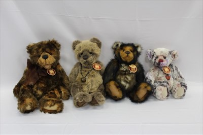 Lot 2773 - Teddy bear collection of Charlie bears including Seth, Hudson, Bob, Paddywack, Chip, Anniversary Daniel, Perry, Nik Nak, Ragsy, Bentley. All with tags.