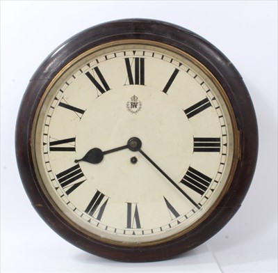 Lot 605 - 1930's RAF Wall Dial Mess clock, with cream dial, black Roman Numerials and RAF badge to centre, 45cm in diameter