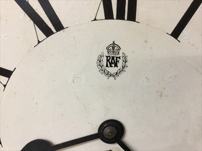 Lot 605 - 1930's RAF Wall Dial Mess clock, with cream dial, black Roman Numerials and RAF badge to centre, 45cm in diameter