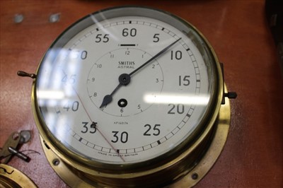 Lot 3888 - Smiths brass bulkhead stopwatch clock