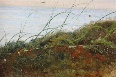 Lot 892 - Edward Armfield (1817-1896) oil on canvas - two terriers on a cliff, signed, in gilt frame, 36cm x 49cm