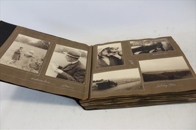 Lot 2640 - Photograph album.  A well presented and annotated album of a driving holiday places mentioned include Hurstbourne Prior, Wootton, Cheddar, Wedmore, Cheltenham, Glastonbury etc. Picnics, views, vint...