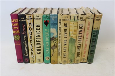 Lot 2645 - Books Collection of 1960's James Bond novels. First editions include 1961 Thunderball, 1964 On Her Majesty's Secret Service, 1964 You Only Live Twice, 1965 The Man With The Golden Gun