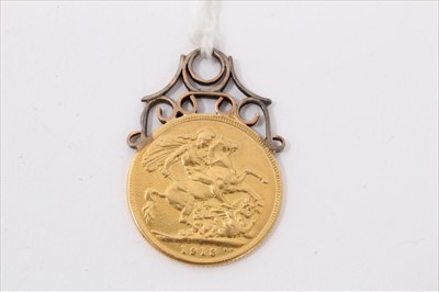 Lot 3317 - Gold George V sovereign, 1913, with pendant mount