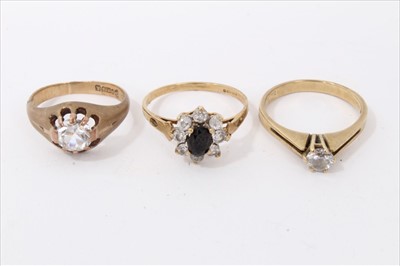 Lot 3319 - Three gold 9ct gem set rings