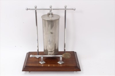 Lot 612 - Trench Art Shell Case Dinner Gong with striker, in chrome and nickel plated finish, mounted on mahogany base.