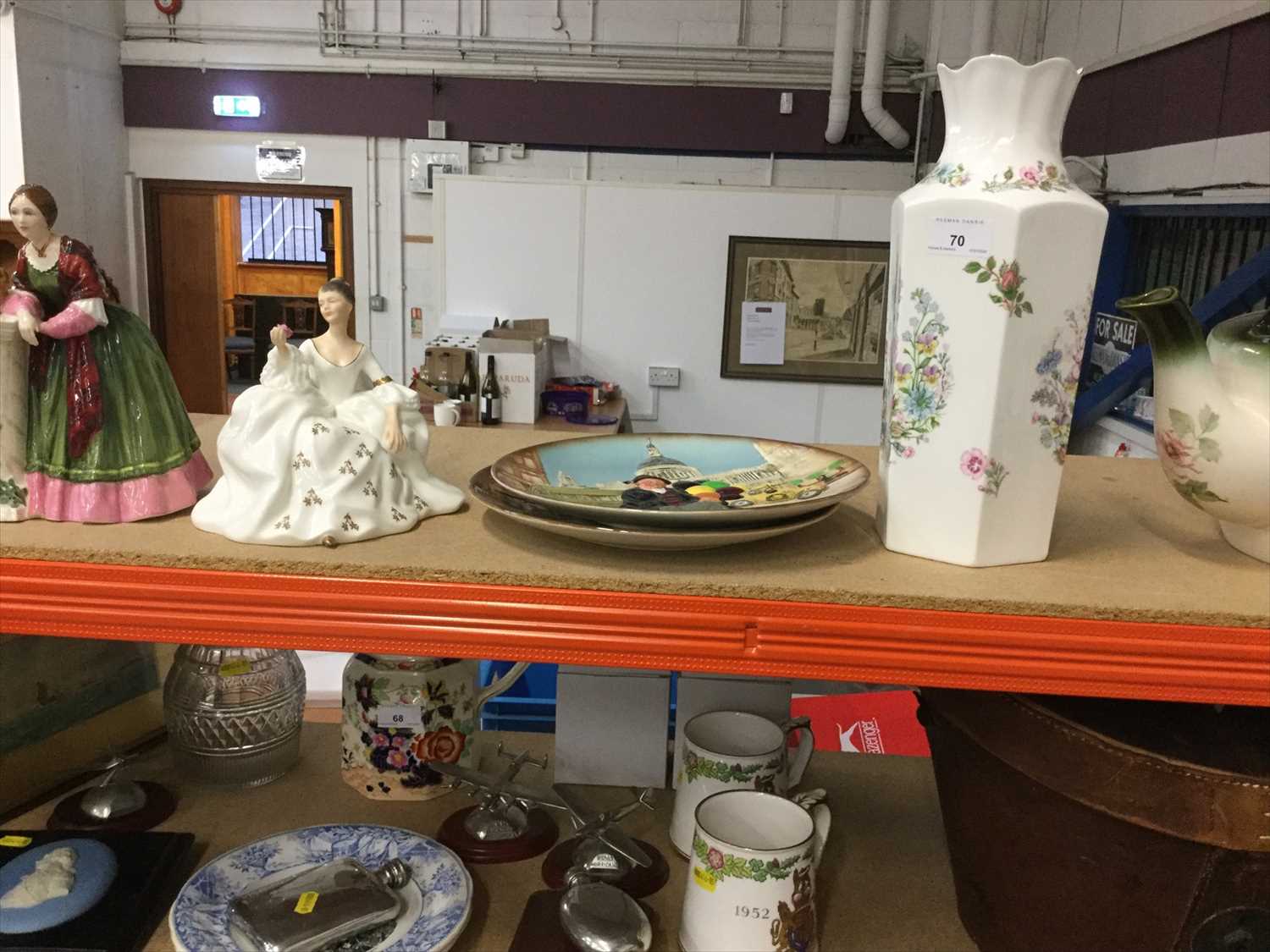 Lot 70 - Two Royal Doulton figures, together with large teapot and vase