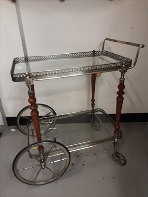 Lot 916 - Good quality silvered two tier tea trolley