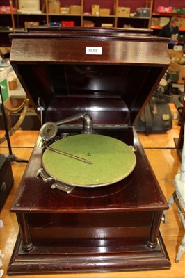 Lot 3858 - Columbia wind up table top gramophone and a HMV portable gramophone (2)