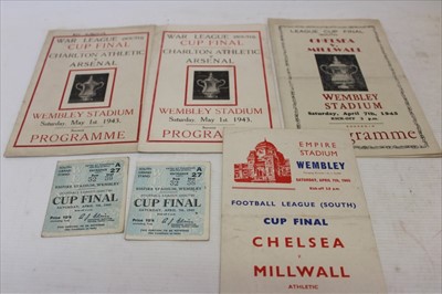 Lot 2650 - Group of Wartime football programmes and ticket stubs