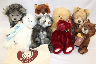 Lot 2863 - Charlie Bears selection including Gumboots, Goldust, Snowflake, Cobi, Willis, Tiff Toff, Colnel McNutty, Cranberry