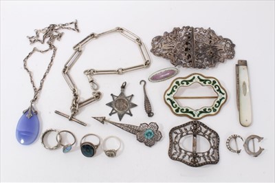 Lot 3334 - Silver watch chain and other silver jewellery