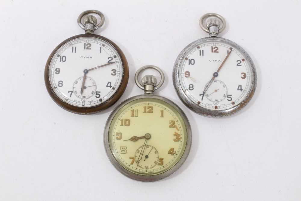 Lot 3340 - Three G.S.T.P. British military pocket watches