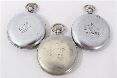 Lot 3340 - Three G.S.T.P. British military pocket watches