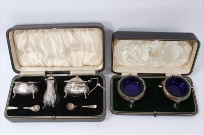 Lot 3428 - Silver condiment set and salts