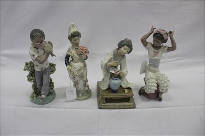 Lot 2191 - Two Lladro figures of oriental women with flowers